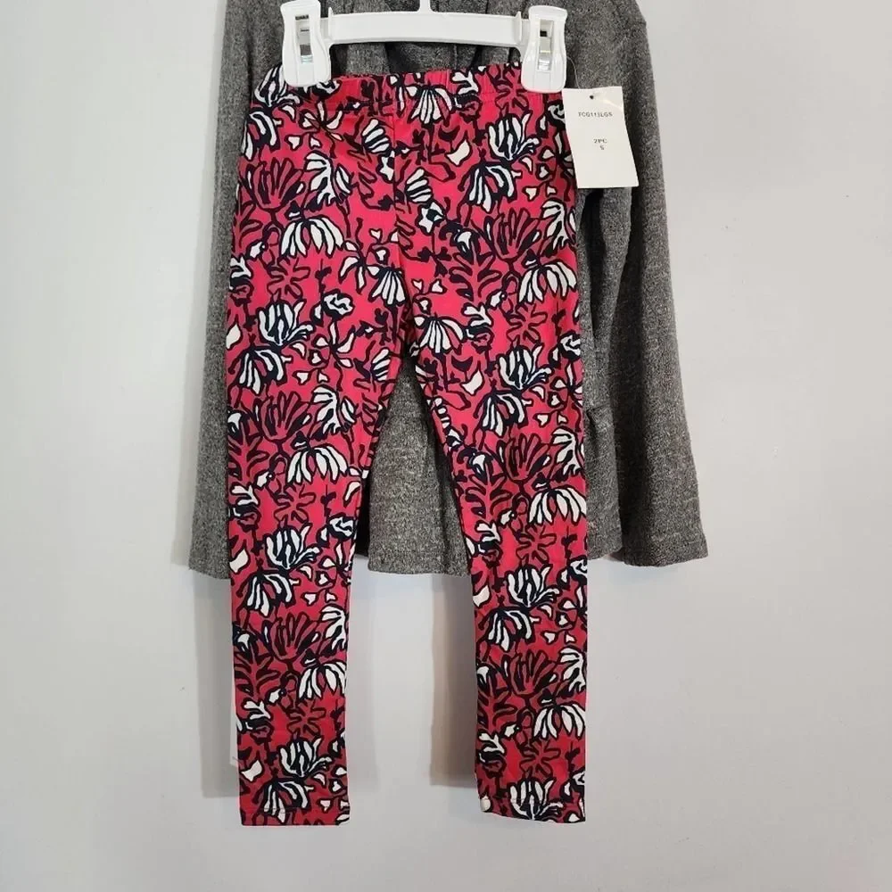 NWT French Connection Tres Cool Hoodie & Leggings Set Girls Pink Grey size 5 - Picture 6 of 7